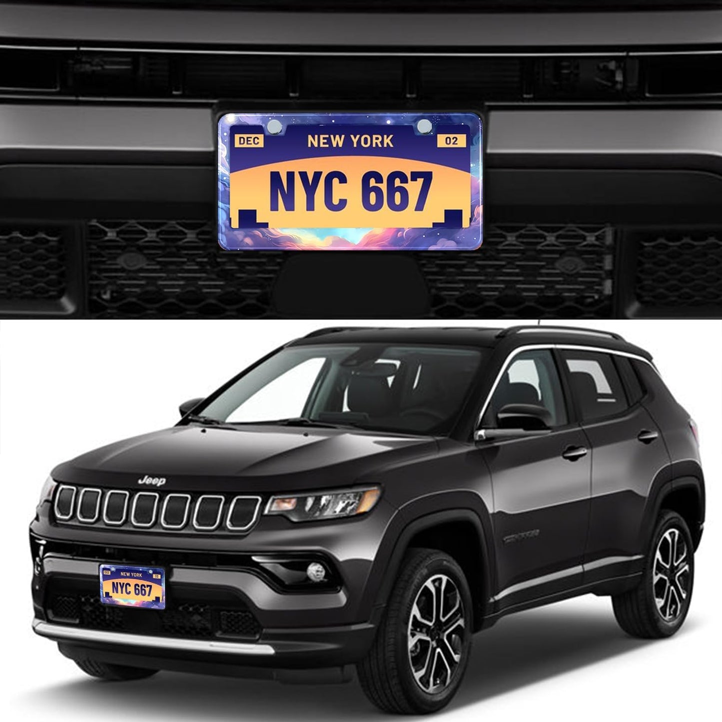 Space Galaxy License Plate Frame Blue Cloud Stars Sky Stainless Steel License Plate Holder Auto Parts Decoration with Screws License Plate Holder 12x6 Inch for Women Gift Car Accessories