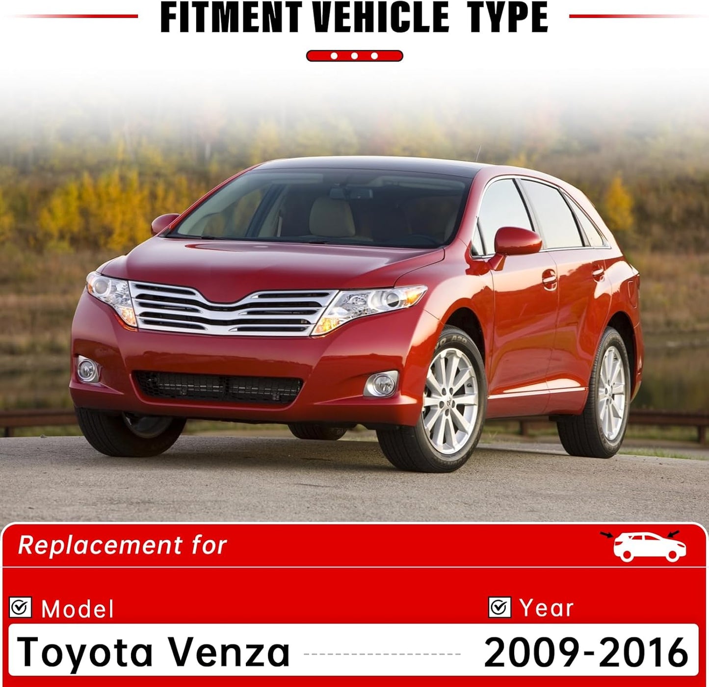 Windshield Wiper Blades Replacement for 2009-2016 Toyota Venza Original Factory Quality Front Rear Wipers Blade Set for My Car - 26" 22" 12" (Pack of 3)