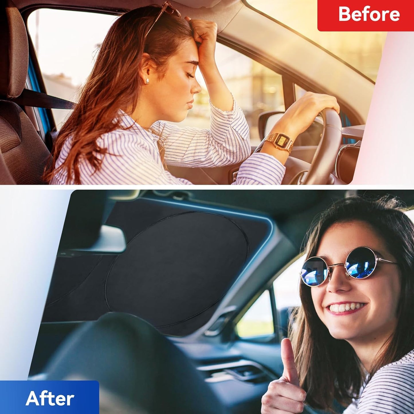 ARANA Car Windshield Sun Shade丨240T Thickened UV Blocking Automotive Sunshades丨2025 Upgrade Heat & Light-Proof Sun Visor Keeps Car Cool丨Universal Fit Sedan/SUV/Truck/Van (64"x32")