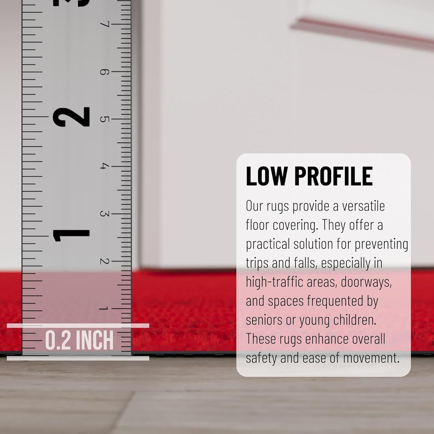 Ottomanson 6'6" x 2' Hallway Runner with Scraper Pile Extra Durable Non-Slip Rug Mat for Indoor & Outdoor Use - Ideal for Kitchen, Entryway, Patio & Garage - High-Traffic Carpet, Red