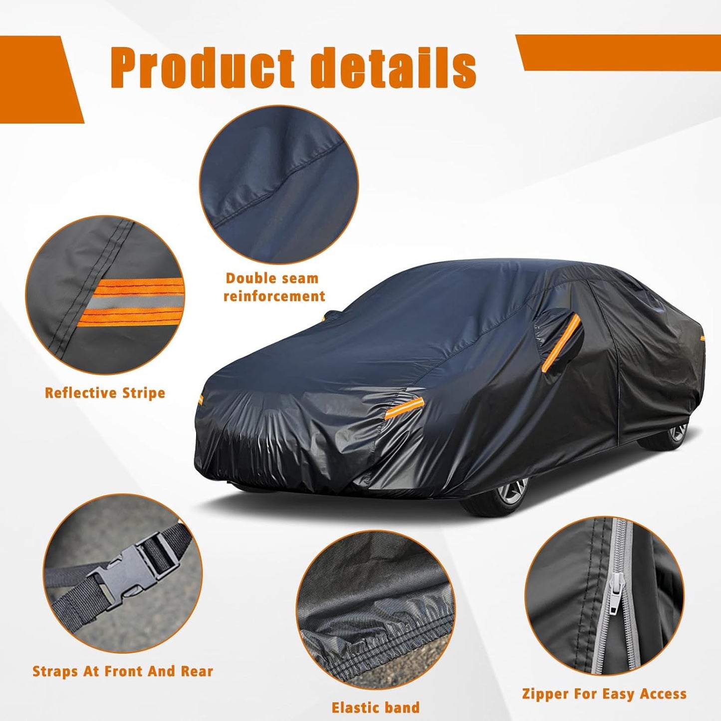 Kayme 7 Layers Car Cover Custom Fit for Chevrolet Chevy Malibu (1997-2025) Waterproof All Weather for Automobiles,Outdoor Full Cover Rain Sun UV Protection.Black