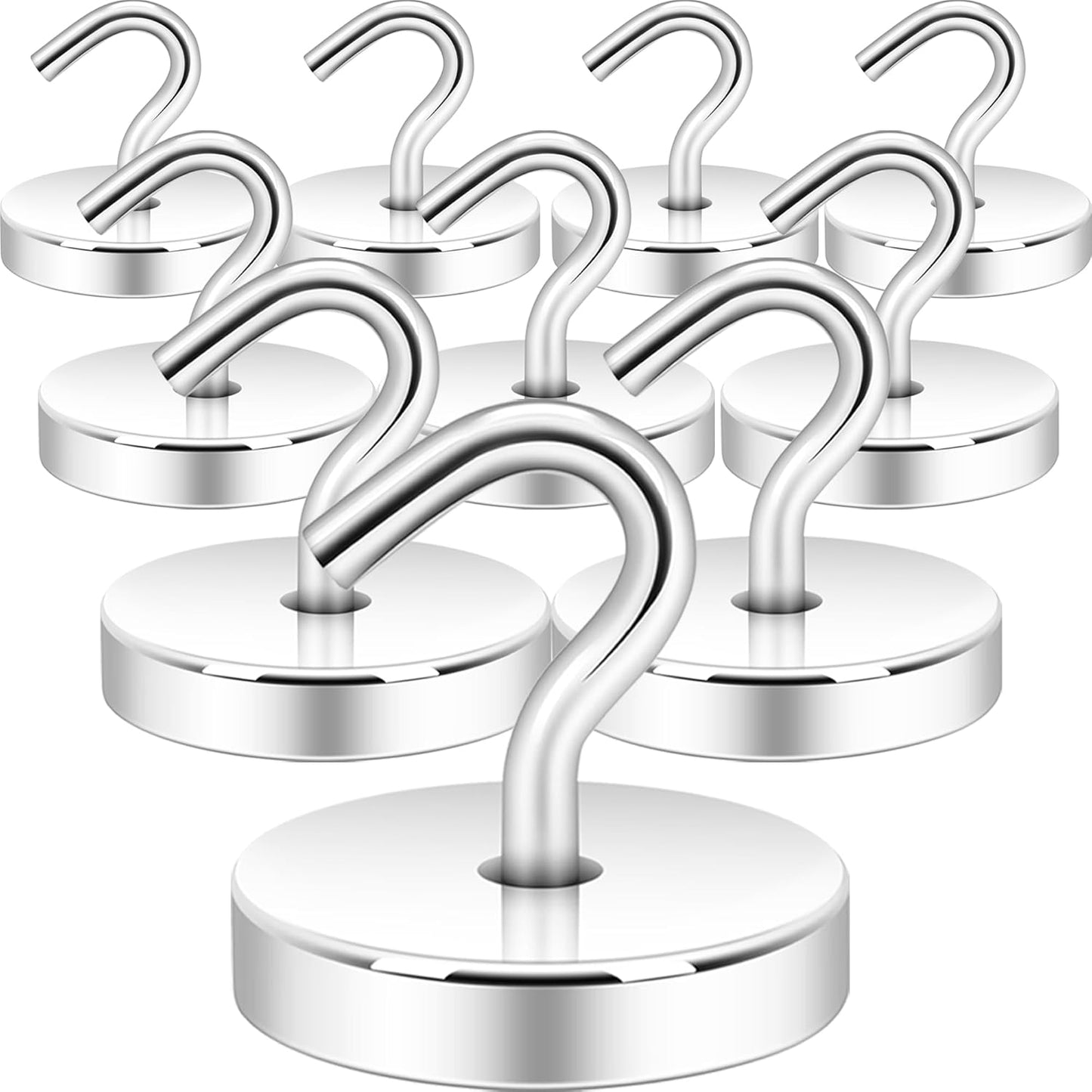 Neosmuk Magnetic Hooks, Cruise Ship Essentials, 120lb+ Heavy Duty Magnetic Hooks for Cruise Cabins, Refrigerator, Grill, Hanging, and Travel | Extra Strong Must-Haves Magnet Hook,Silver, Pack of 10