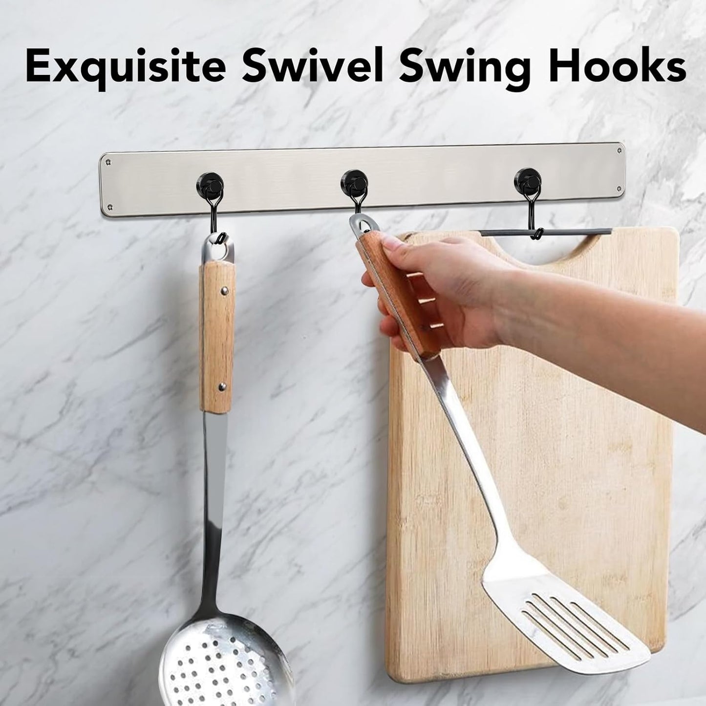 MIKEDE 12 Pack Magnetic Hooks, 40Lbs Heavy Duty Neodymium Magnet Hooks Black Magnetic Swivel Hooks for Hanging, Rust Proof Strong Magnets with Hook Magnetic Metal Hanger for Toolbox, Storage