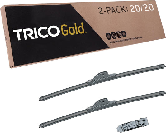 TRICO Gold™ (18-2020) 20 & 20 Inch Pack of 2 Automotive Replacement Windshield Wiper Blades for My Car Premium All Weather Beam Blade for Select Vehicle Models