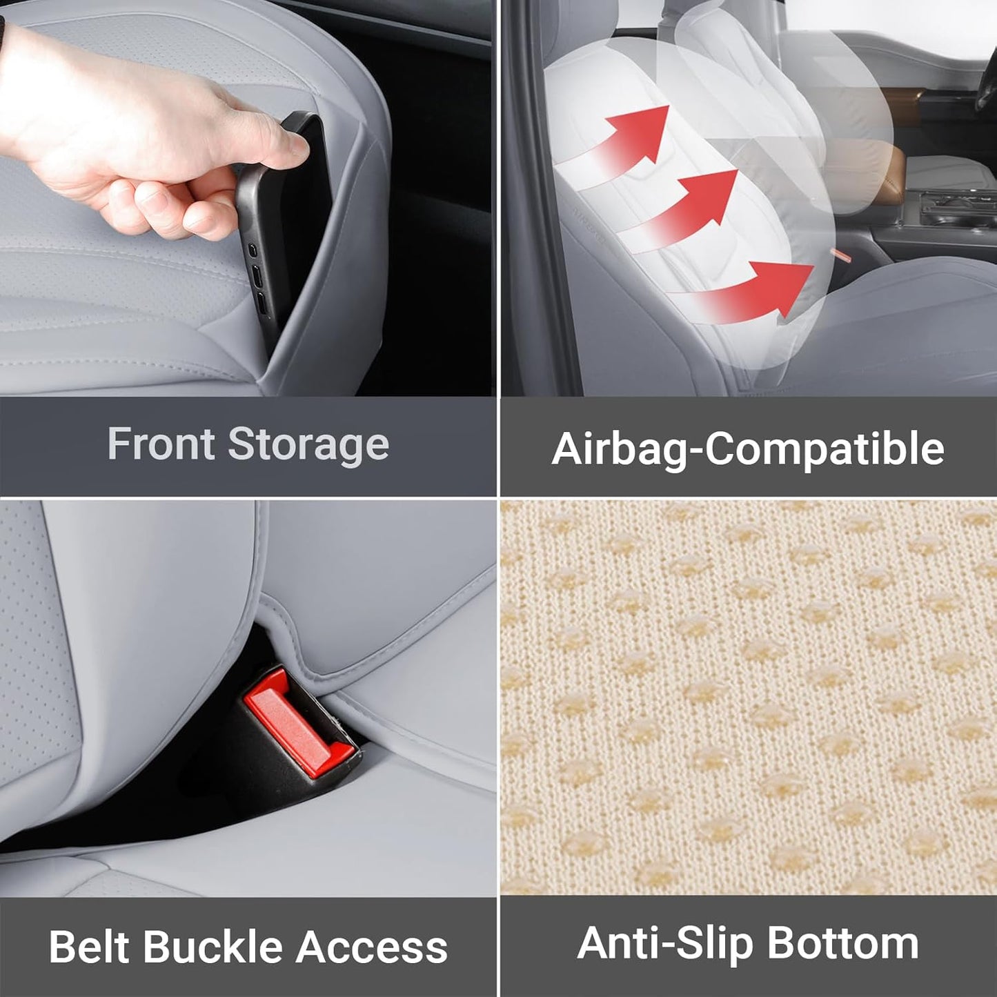 Coverland Custom Car Seat Covers Compatible with 2001-2014 Silverado 2500HD Extended Cab - Premium Leather Non-Slip Waterproof Custom Interior Protector Full Set-Gray [See Size Chart-Size X140]