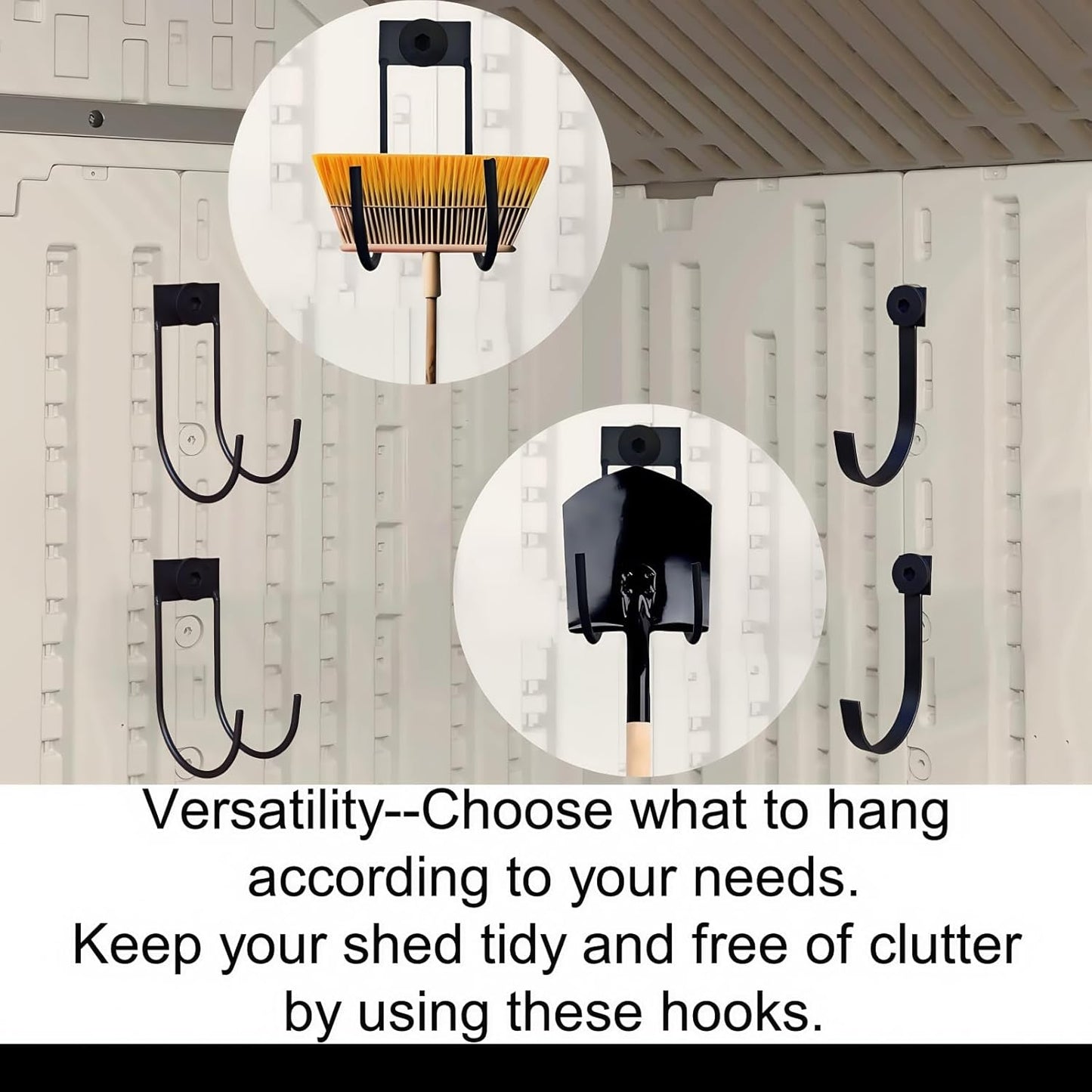 4-Pack Storage Shed Hooks for Suncast,Resin Shelf Accessory Outdoor Sheds Storage,with EZ Bolt Assembly,Replaceable Screws, Reusable,for Suncast Select Outdoor Shed Models