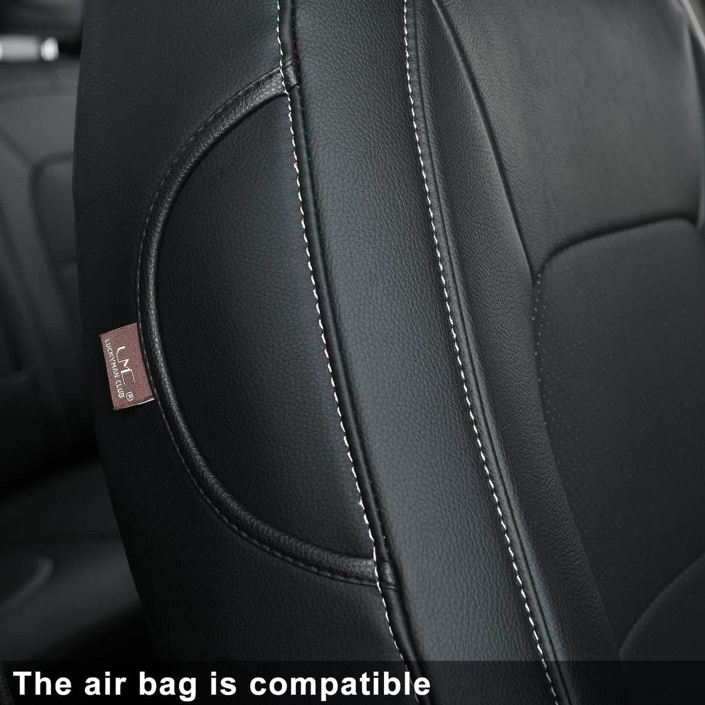 LUCKYMAN CLUB 2 Front Chevy Colorado Seat Covers, fit for 2023 2024 2025 Colorado Crew Cab Z71 LT ZR2 Work Truck with Faux Leather (Black 2 pcs)