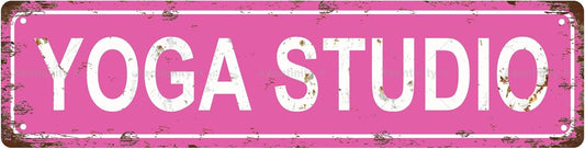 YOGA STUDIO Non-Embossed Vintage Metal Tin Street Sign Bar Cafe Garage Cave Home Room Wall Bathroom Farmhouse Garden Porch Patio Decor, 16 x 4 Inch