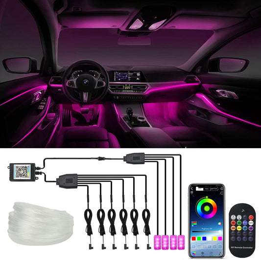 Car LED Lights Interior Light, 10 in 1 Car Ambient Lighting Kits with 315in Fiber Optic, APP Control, Car Accessories Multicolor RGB Neon Car LED Strip Lights with Music Sync Mode and DIY Mode