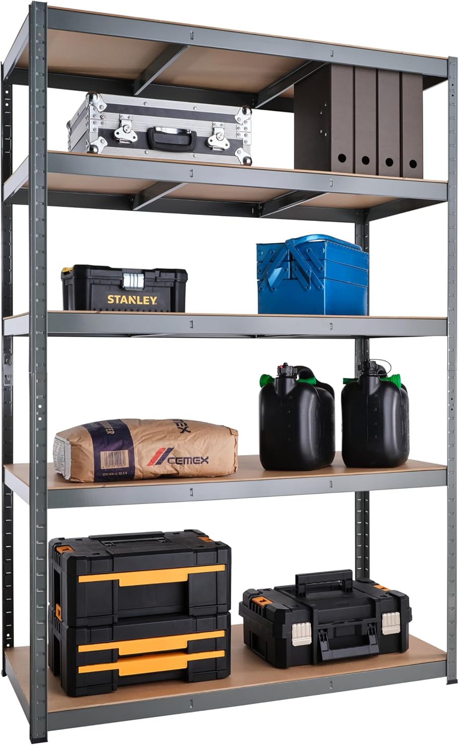Garage Shelving Units - 71" H x 47" L x 16" W - Heavy Duty Racking - Shelves for Storage -1 Bay - Galvanised - 5 Tier - 2000LB Capacity (400LB Per Shelf) - Workshop, Shed, Office - 5 Year Warranty