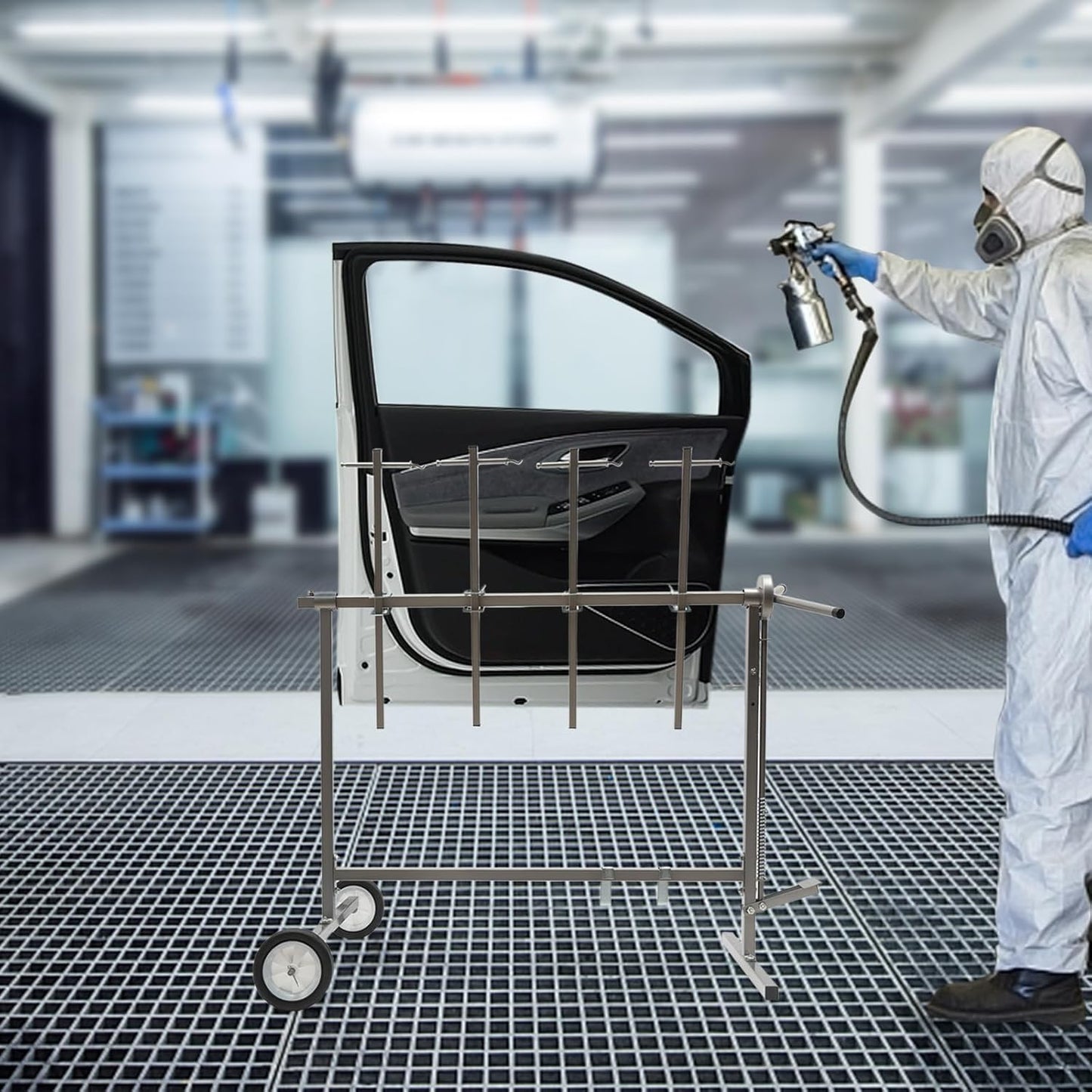 Adjustable Car Body Paint Rack, Paint Stand Repair Work Stand, Bumper/Body Panel/Door Hood Stand Holder, Auto Body Tool for Garages, Repair Shops, and DIY