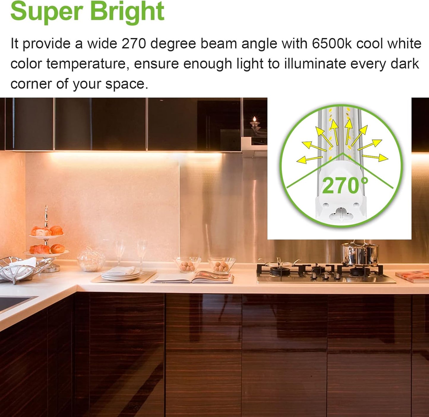 hykolity 4FT LED Shop Light, V Shape Integrated T8 LED Tube Light, 5200LM, 40W, 6500K Super Bright White,high Output Linkable Shop Lights W/Built-in ON/Off Switch for Warehouse, ETL, 10 Pack