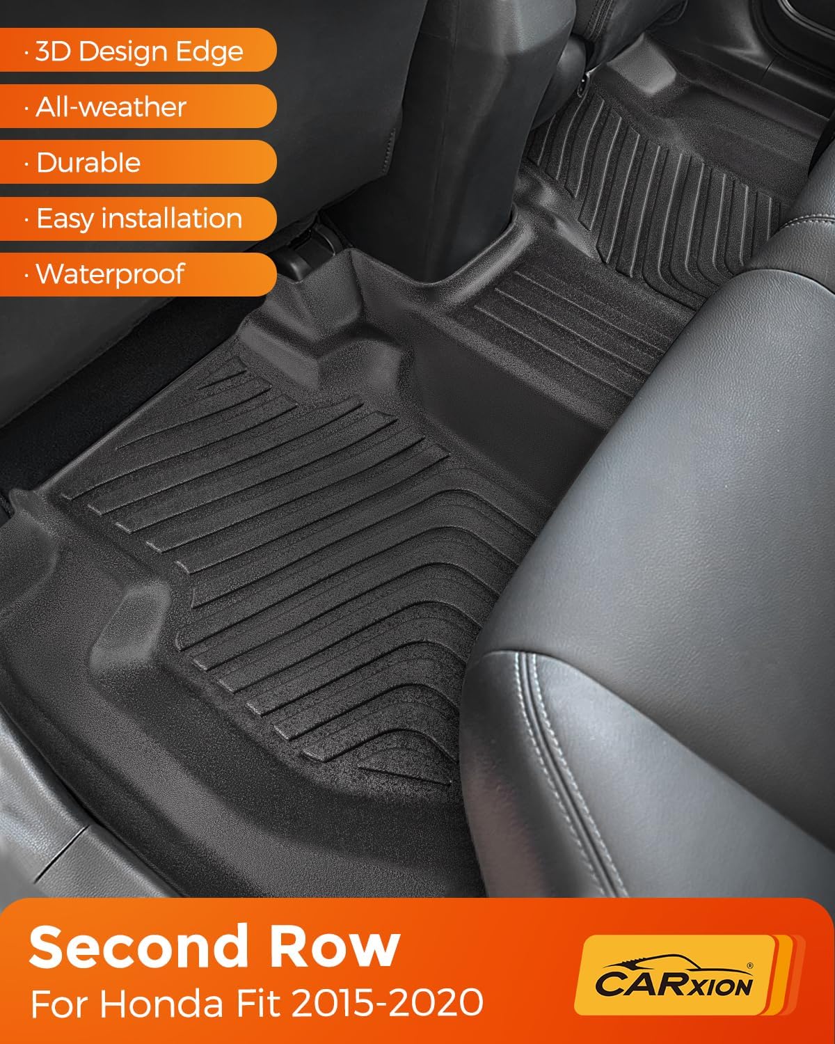 Car Floor Mats for Honda Fit : 2015-2020 (Not for Manual Transmission) Cargo Trunk Liner, Accessories All Weather Rubber Custom Fit for Honda Fit 2020 2019 2018 2017 2016 2015 SUV 5-Seat Models Black