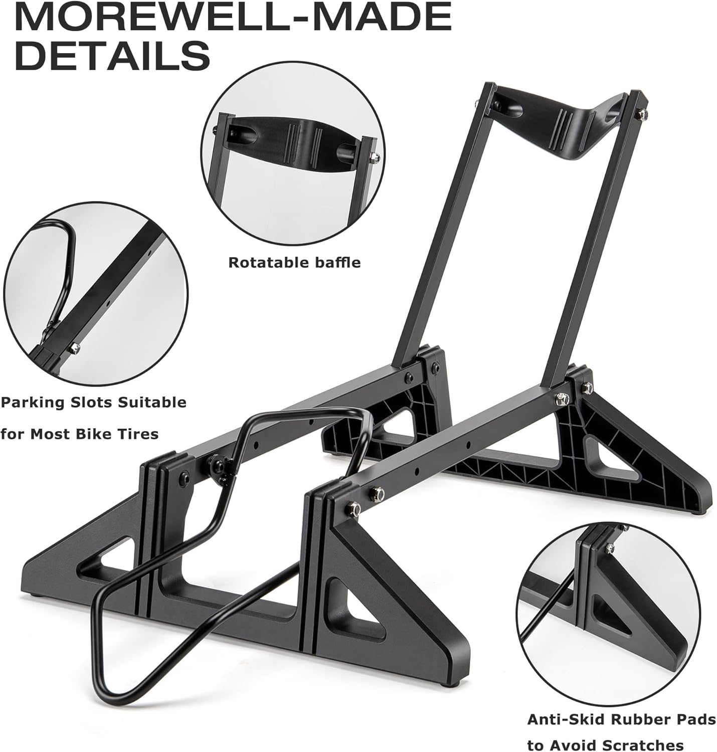 Bike Floor Stand Rack- Indoor Bike Stand for Garage/Home - Bike Storage Bicycle Parking Rack Fit 20”-29” Mountain Road Bikes E-Bike / Fat Bike (TB-1957)