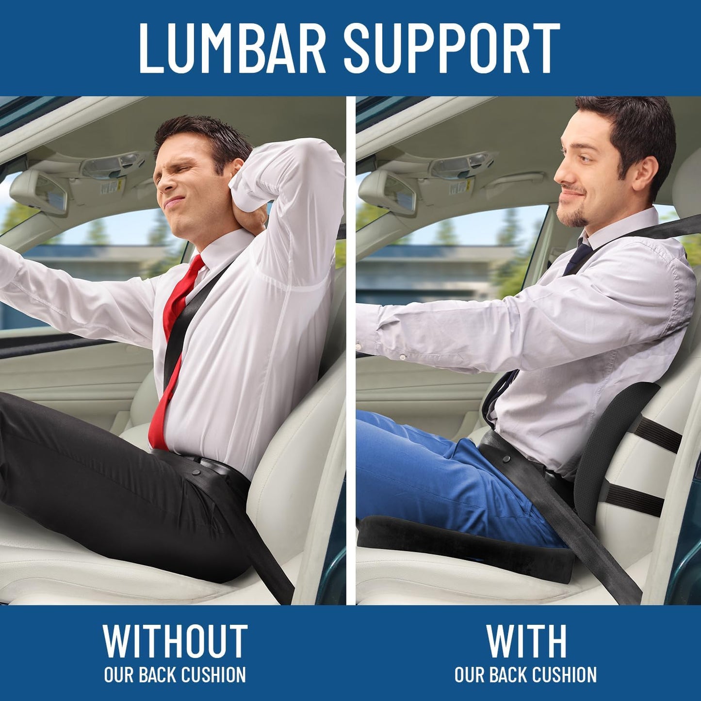 Everlasting Comfort Doctor Recommended Memory Foam Seat Cushion for Office Chairs & Car Seat - Ergonomic Office Desk Accessories for Tailbone Pain Relief, Sciatica & Back Support