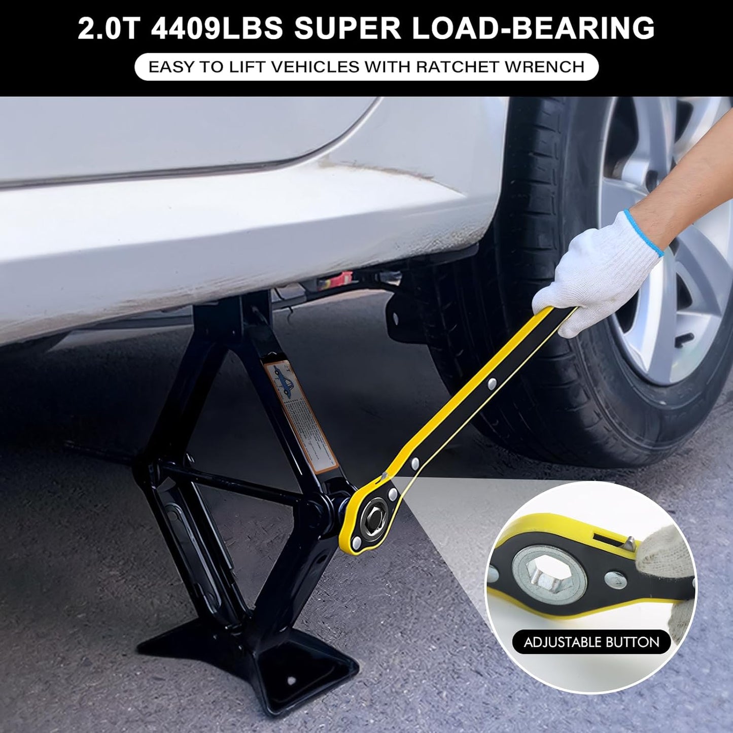 IMAYCC Car Jack Kit, Scissor Jack for Car 2 Ton (4409 lbs) Tire Jack Repair Kit,Spare Tire Changing Kit with Lug Wrench,Emergency Kit for Vehicle/Auto/SUV/MPV