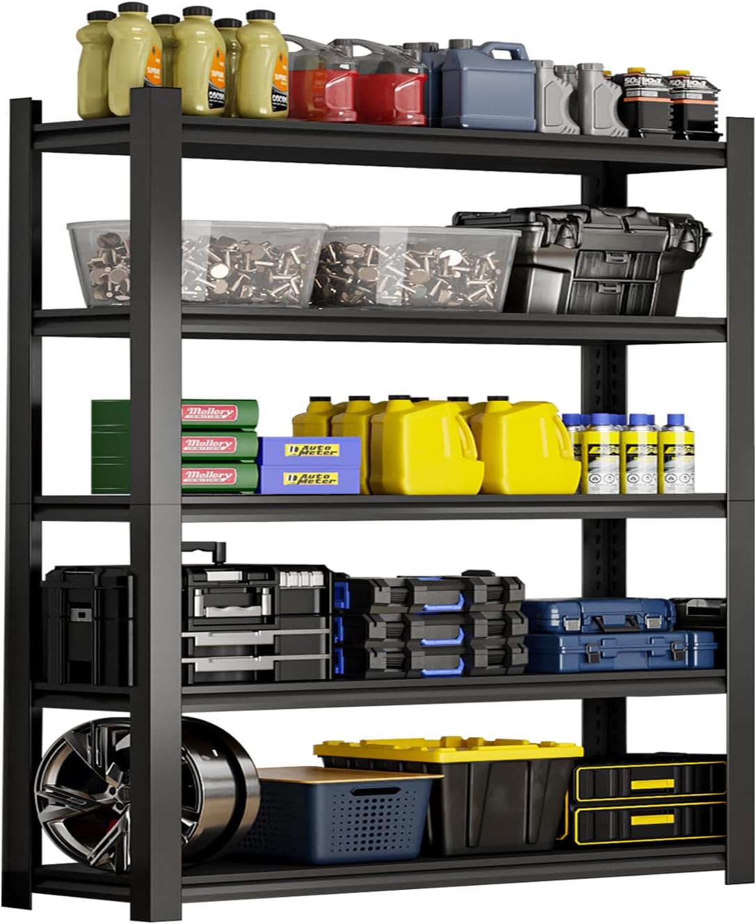 72''H Garage Shelving Heavy Duty, 2500LBS Storage Shelves, 5-Tier Adjustable Metal Shelve Storage Shelf Rack, Industrial Shelving Unit for Garage, Warehouse, Basement (35" W x 15.7" D x 72" H)