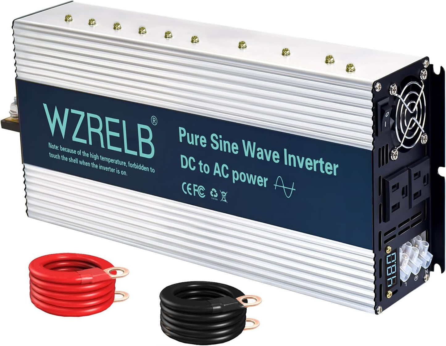 WZRELB 4000W Pure Sine Wave Inverter, Car Power Inverter 48V DC to 110V 120V AC Converter for RV, Truck, Solar, Outdoor with Dual AC Outlets, Hardwire Port, Surge 8000W, LED Display,Off-Grid