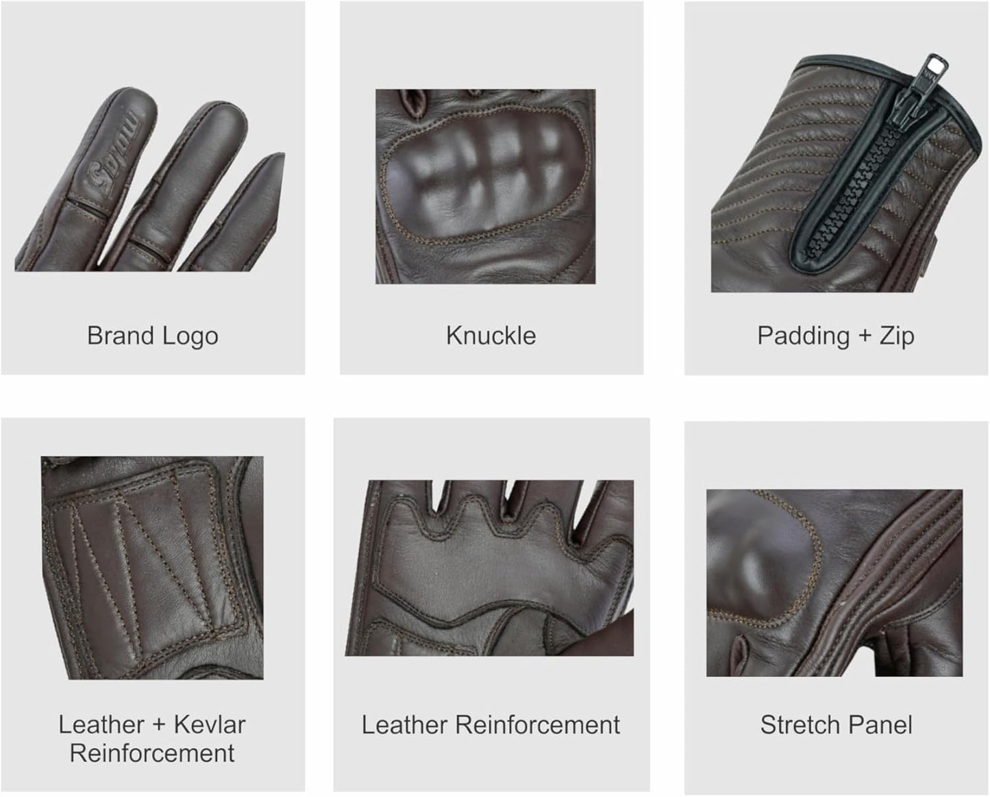 Full Finger Leather Motorcycle Gloves for Men & Women Touch Screen Gloves Premium Street Motorcycle Durable Protective Cruiser Biker Gel Leather Motorbike Gloves