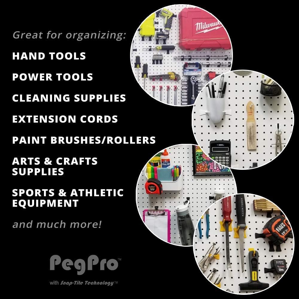 PegPro® J, 1", 2" Hooks Kit for Standard “Wood Fiber” pegboard – Durable Plastic Pegboard Hooks - for Garage, Kitchen, Craft Room, and More (J, 1", 2" Hook - 50 Pack, Black)