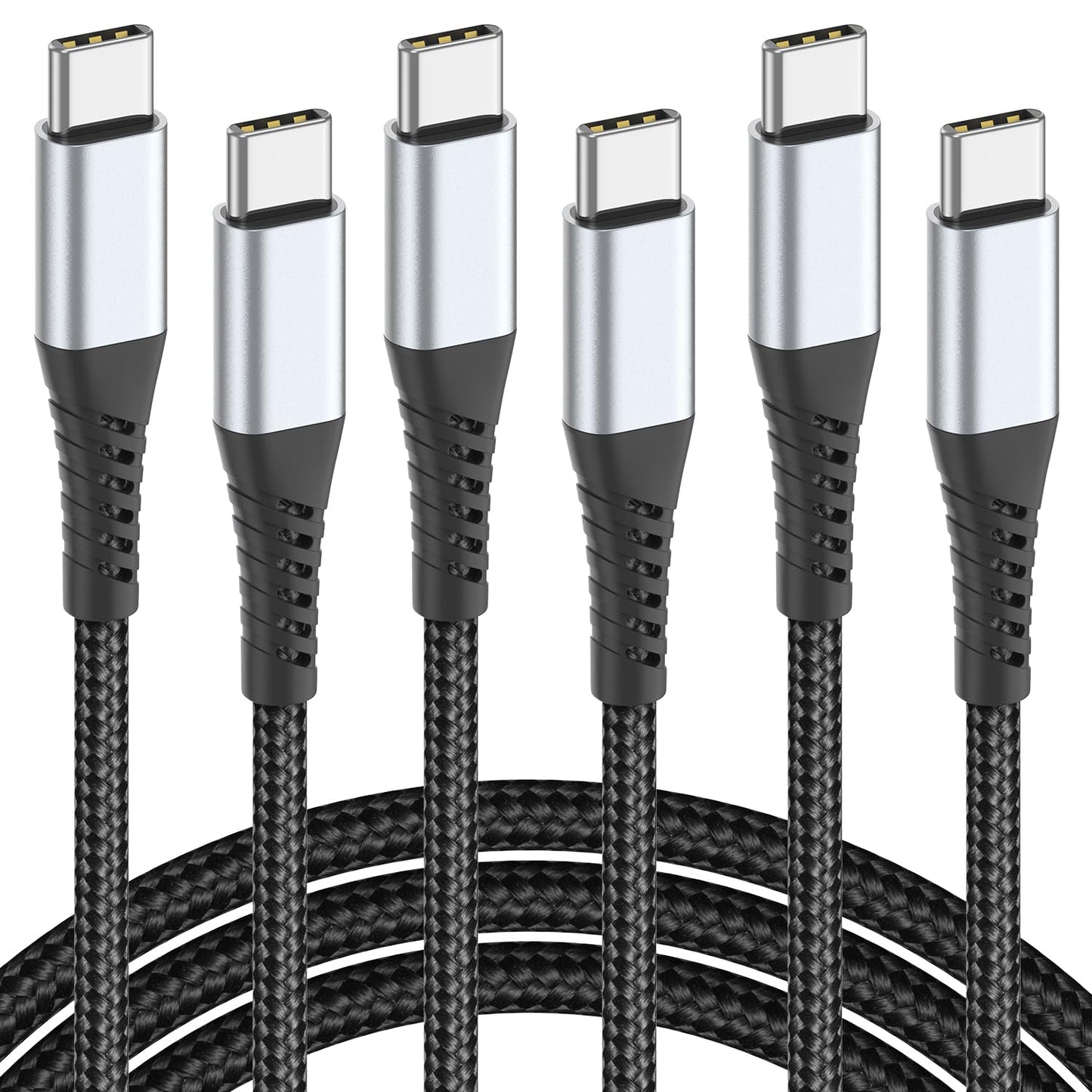 USB C to USB C Cable 3FT, 3-Pack 60W USB Type C to C Fast Charging Cable Braided 3 Foot USBC to USBC Cord for iPhone 16 15 Pro Max, Samsung Galaxy S23 S22, Moto LG, Google Pixel, iPad Air 4 (1M)
