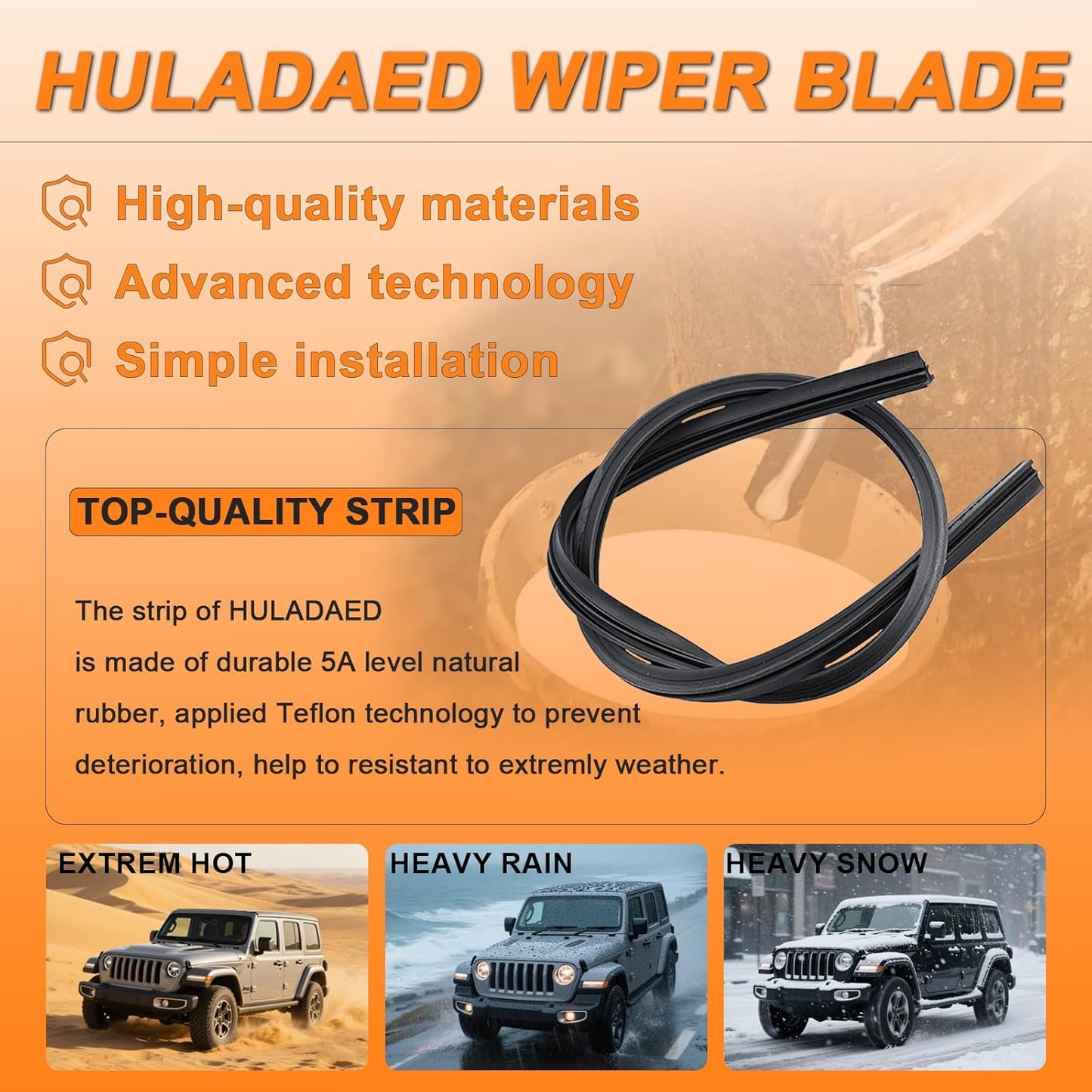 HULADAED® 26'' 17'' 12'' Windshield Wipers Replacement for Honda CRV 2022 2021 2020 2019 2018 2017,Silicone Front Rear Wiper blades for MY Car-All Weather & Quiet(3 PACK)