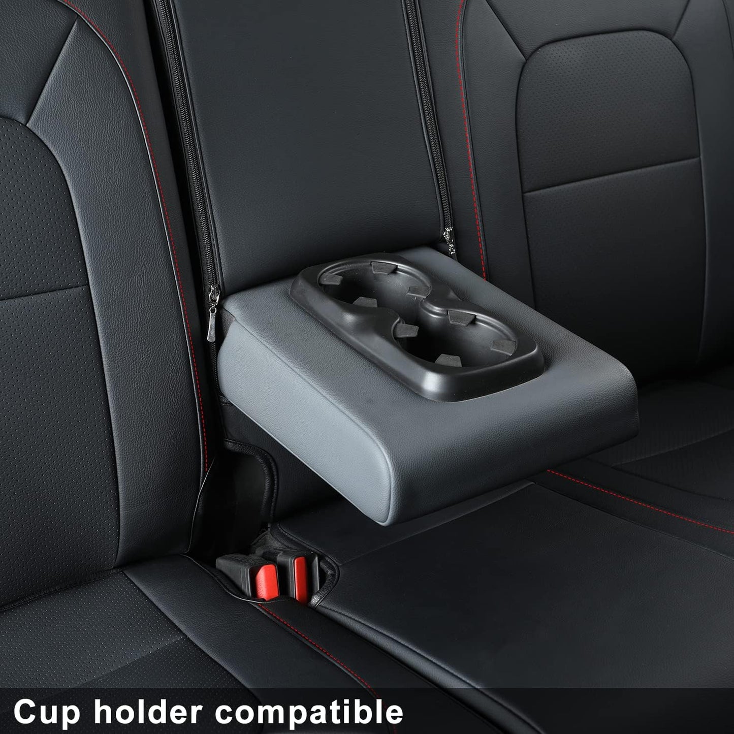 LUCKYMAN CLUB Chevy Colorado Seat Covers, fit for 2015-2022 Colorado Crew Cab Z71 LT ZR2 Work Truck with Faux Leather (Black&Red)