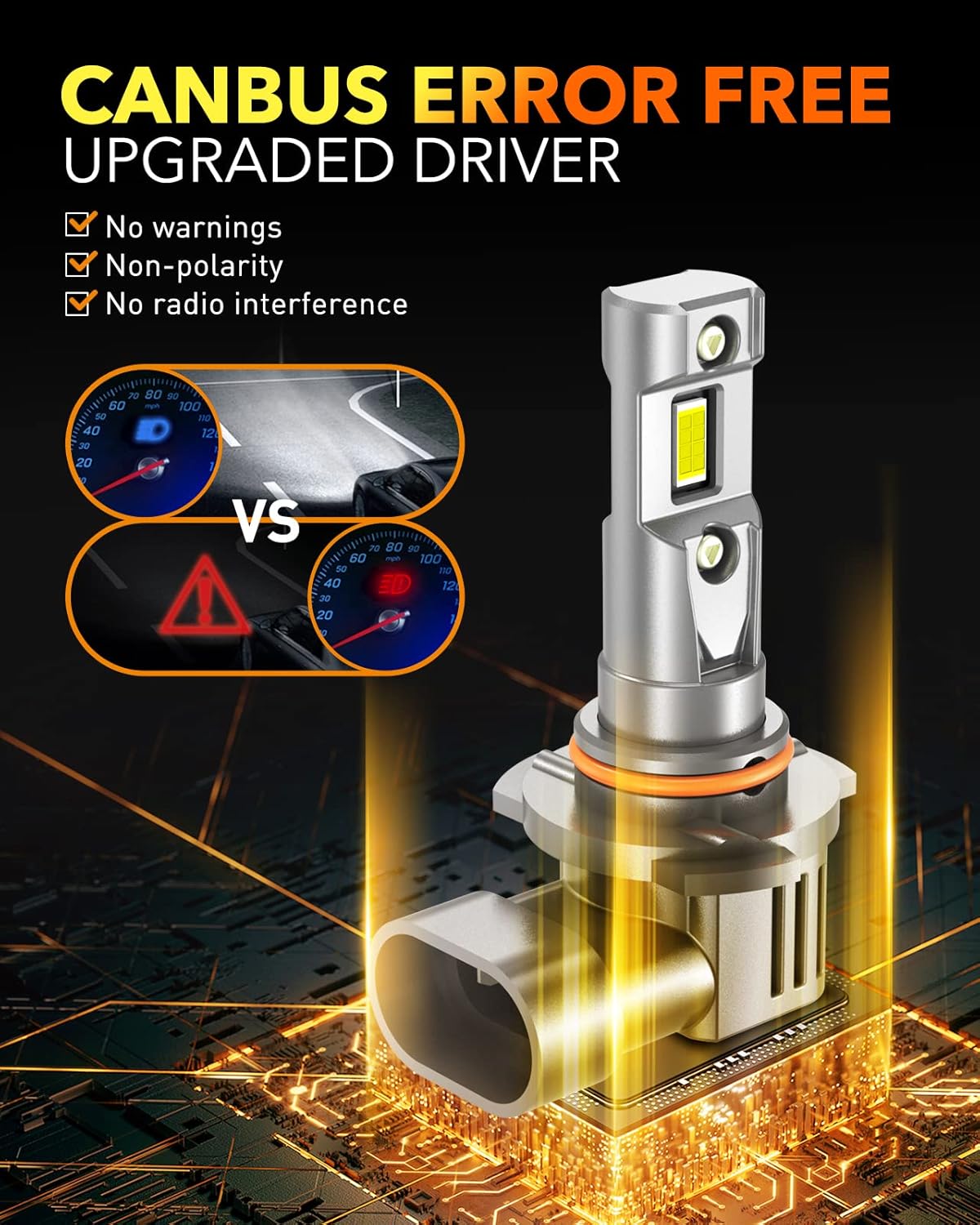 OXILAM H11 9005 Light Bulbs Combo, 70000lm 900% Brighter 6500K Cool White Light, H11-H9-H8 9005-HB3 Fog Light DRL Halogen Replacement 1:1 Size, Wireless Design, IP68 Waterproof, Pack of 4