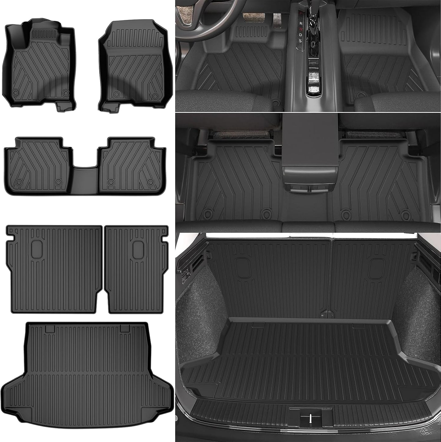 Floor Mats & Cargo Liner & Backrest Mat Fit for Honda HRV 2026 2025 2024 2023 & Acura ADX 2025: All Weather Protection Floor Liner - 1st & 2nd Row Car Liner Trunk Mat for HR-V Accessories, Black