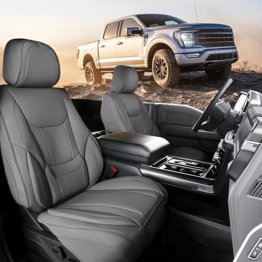 Coverland Custom Car Seat Covers Compatible with Silverado 1500, Frontier, Tacoma - Premium Leather Non-Slip Memory Foam Waterproof Interior Protector Front Seat-Dark Gray [See Size Chart-Size A31]