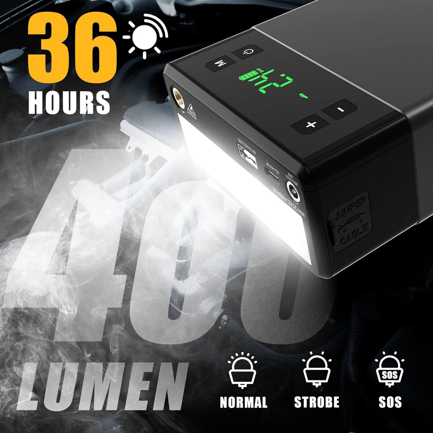 VTOMAN X1 Jump Starter with Air Compressor, Car Battery Jumper Starter (2500A, Up to 8.5L Gas/6L Diesel Engine) with 150PSI Auto Tire Inflator, 12V Portable Booster Pack, Lithium Jump Box Charger-Gray