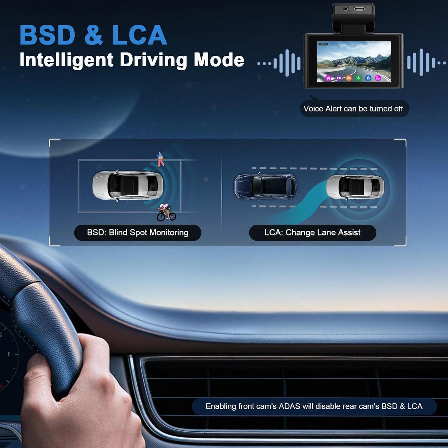 Dash Cam, 4K Dash Cam Front and Rear with ADAS, 170°/150° Wide View, Starlight Night Vision, GPS, WDR, G-Sensor, App Support, 24H Parking Mode, 64GB Card Included