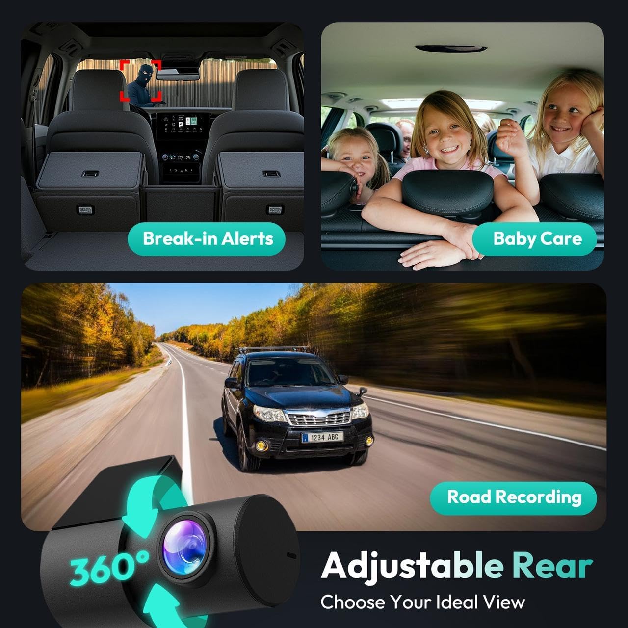 4k Dash Cam Front and Rear, 24/7 Parking Monitor with Hardwired Kit, 170° Ultra Wide Dashcam, ADAS, IMX415 Sensor, Night Vision, WDR, Loop Recording, 5G/2.4G WiFi & GPS, Free 64GB Card