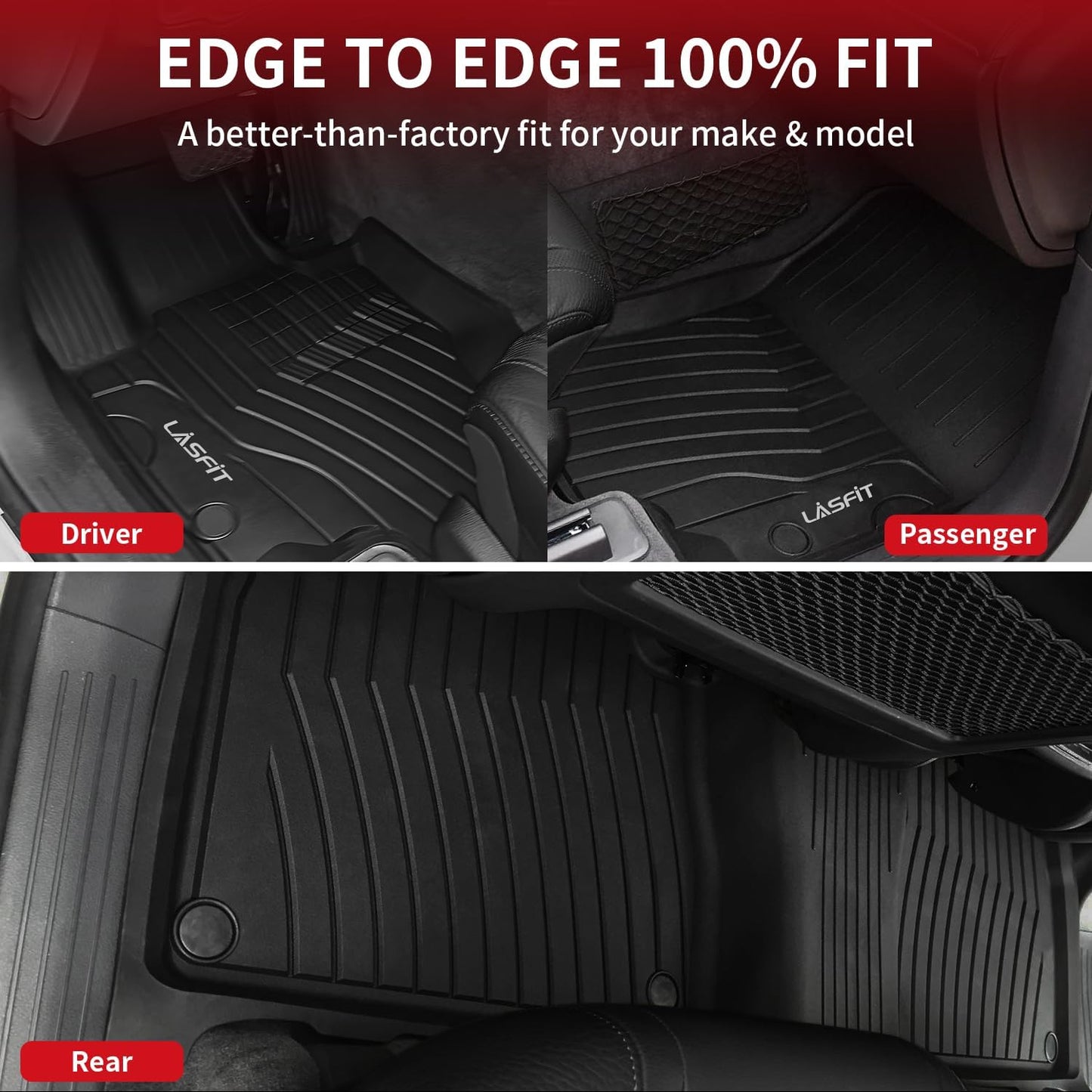 LASFIT Floor Mats for Mercedes Benz GLE SUV 2020-2026 350/450 / 450e / 580/53 AMG / 63 AMG S (Not Fit for Coupe), All Weather TPE Floor Liners Custom Fit GLE Car Mats, 1st & 2nd Row Set, Black