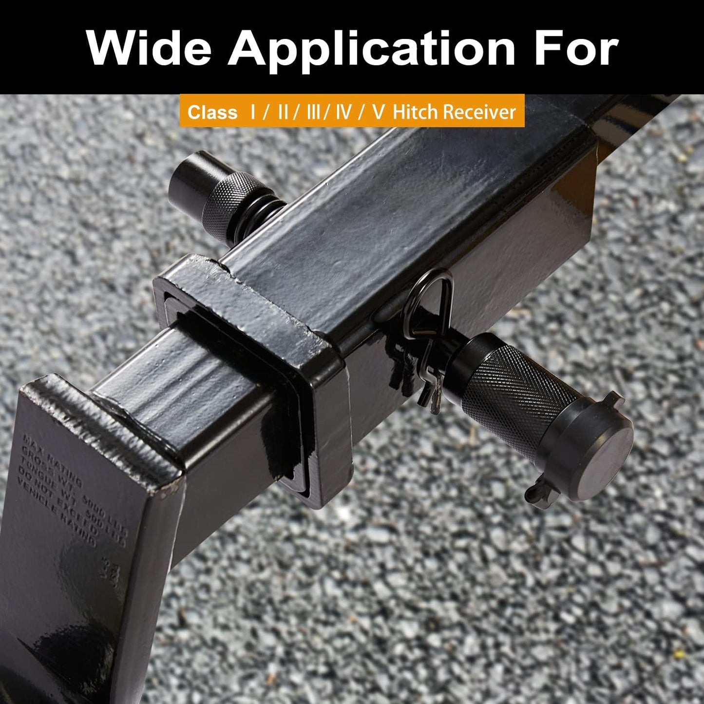 Trailer Hitch Lock Set, Solid Locking Hitch Pin with 5/8" and 1/2" Dia, 4" Long Span with Extra 3/4" Dia Adaptor Fits Class I-V Receivers for Trailer Truck Car and Boat Receiver Lock