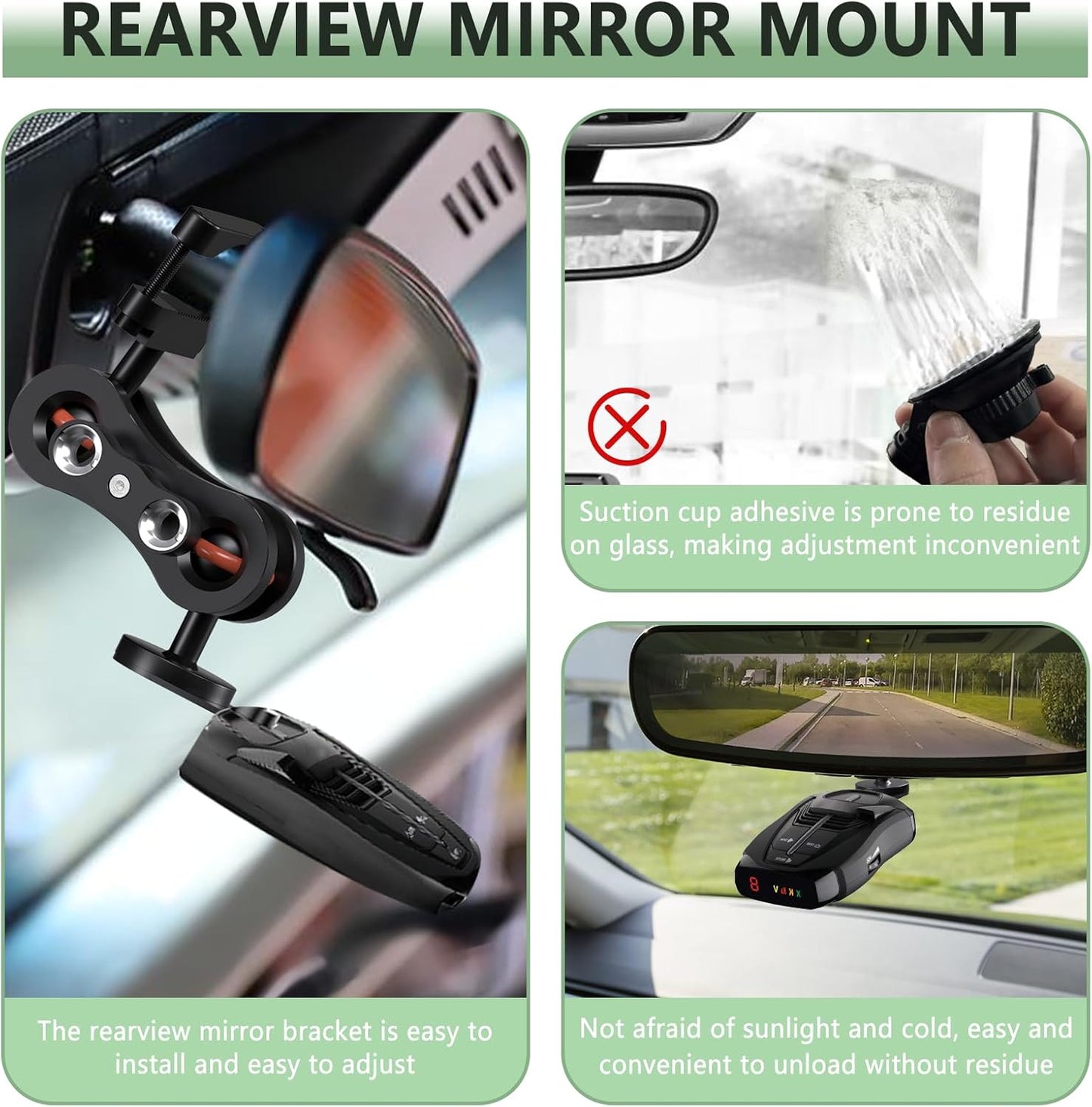 Radar Mount Mirror Mount Bracket，Aluminum Radar Detector Mount (for Cobra Radar Detector Mount)