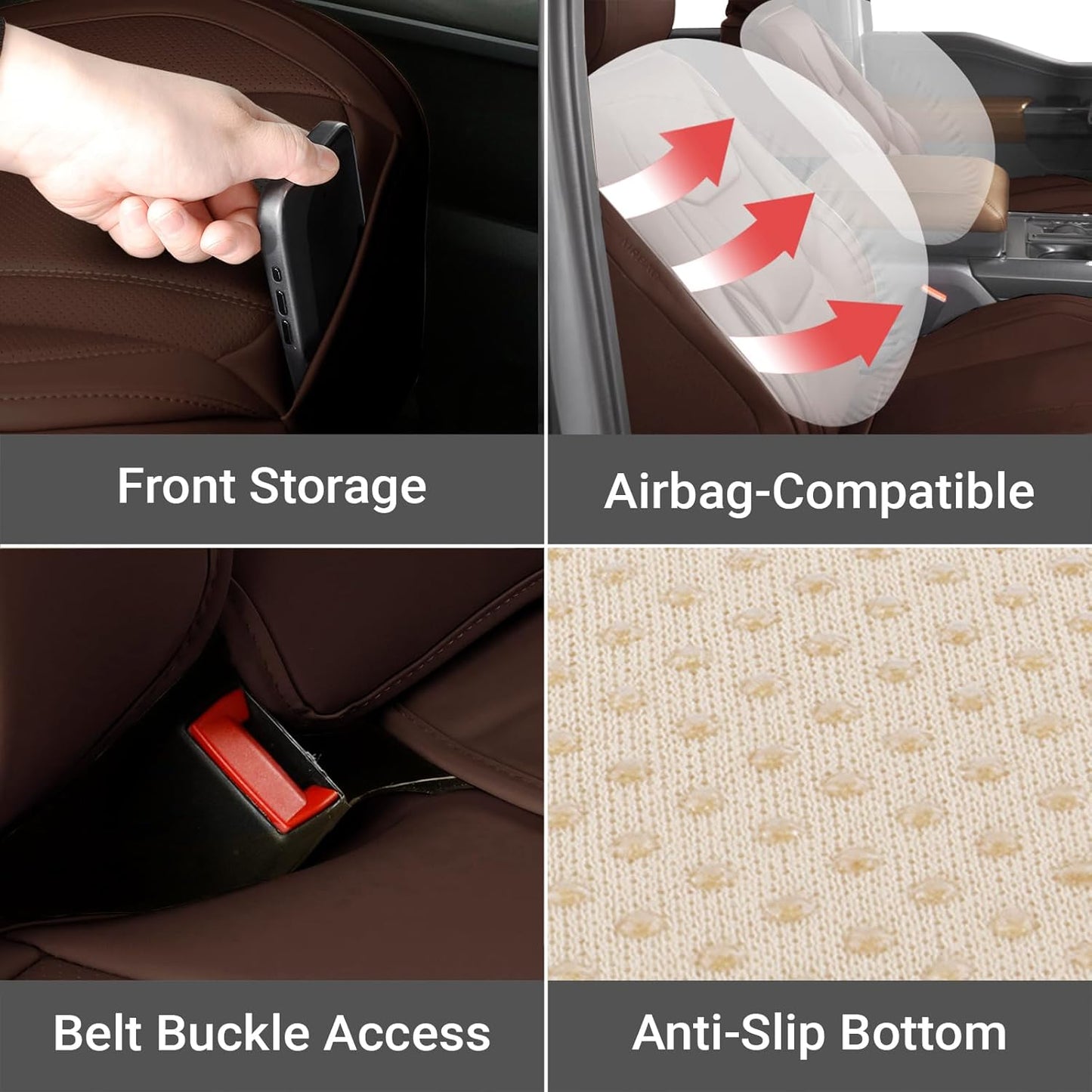 Coverland Custom Car Seat Covers Compatible with 2007-2014 Sierra 2500HD Extended Cab - Premium Leather Non-Slip Waterproof Cover Interior Protector Full Set-Dark Brown [See Size Chart-Size X114]