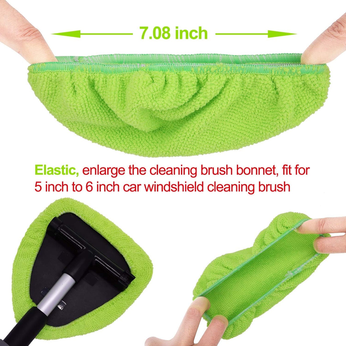 XINDELL 5 Pack Microfiber Pads – Replacement Heads Cover for Xindell Windshield Cleaner Tools. Washable & Reusable Triangle Pads (Green). Fits Window Reach Tool - Handle Not Included