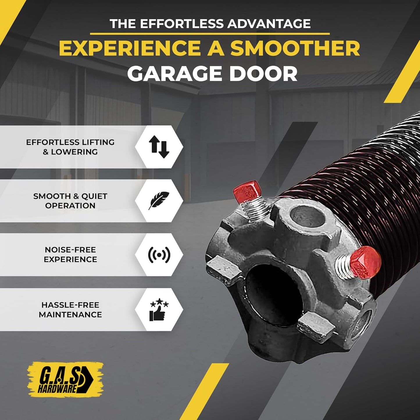 Garage Door Torsion Spring 234x2x25 Torsion Springs for Left Side of Garage Door with 1" Steel Bearing, Gloves, and Winding Bars Precision E-Coating 5-Year Warranty Minimum 30,000 Cycles (Red Cone)