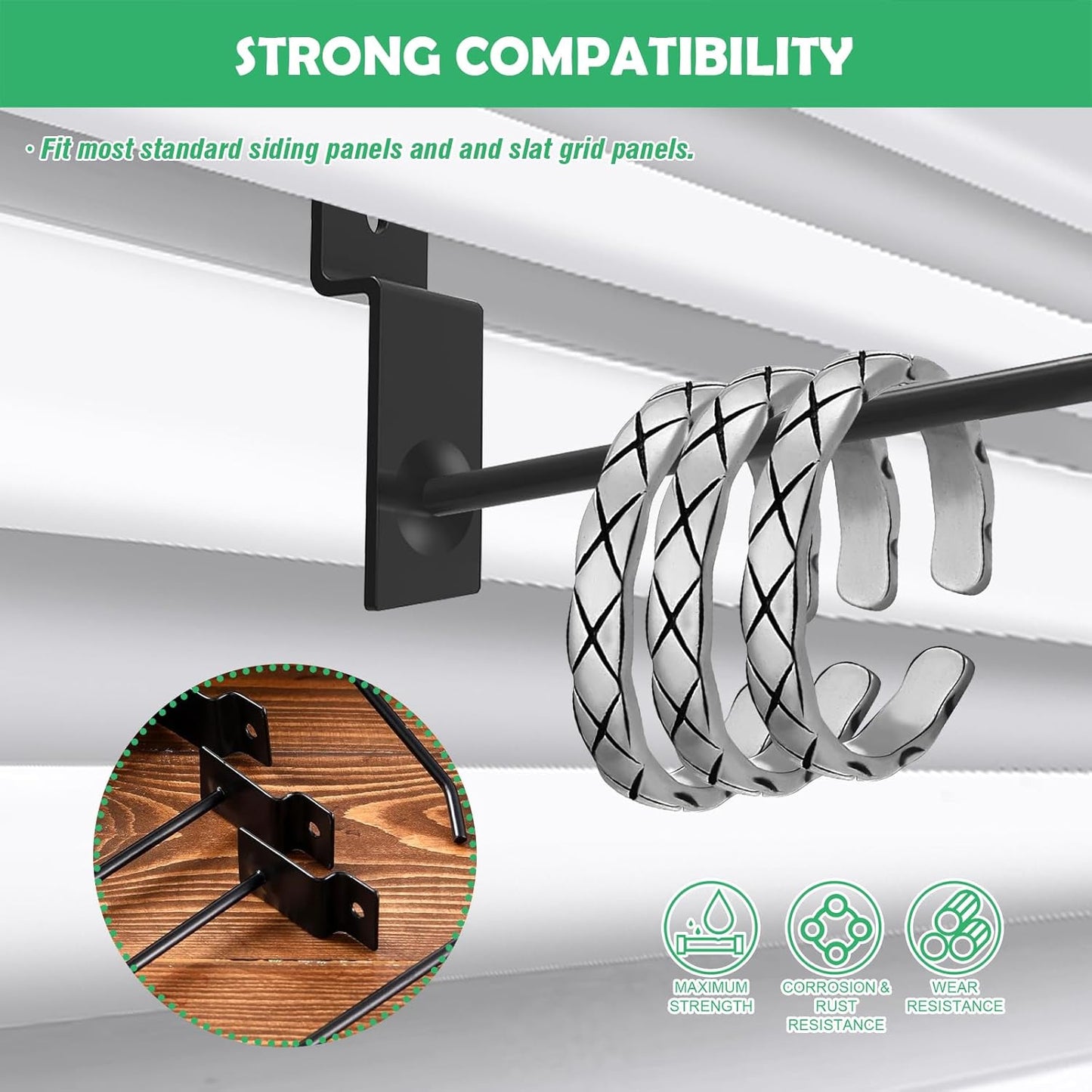 Yuahar Slatwall Hooks 50Pcs 4/6 Inch Slatwall Accessories Heavy Duty Slat Wall Hanging Hooks Panel Display Hooks Pegboard Gridwall Display Hook for Garage Retail Shop (Black)