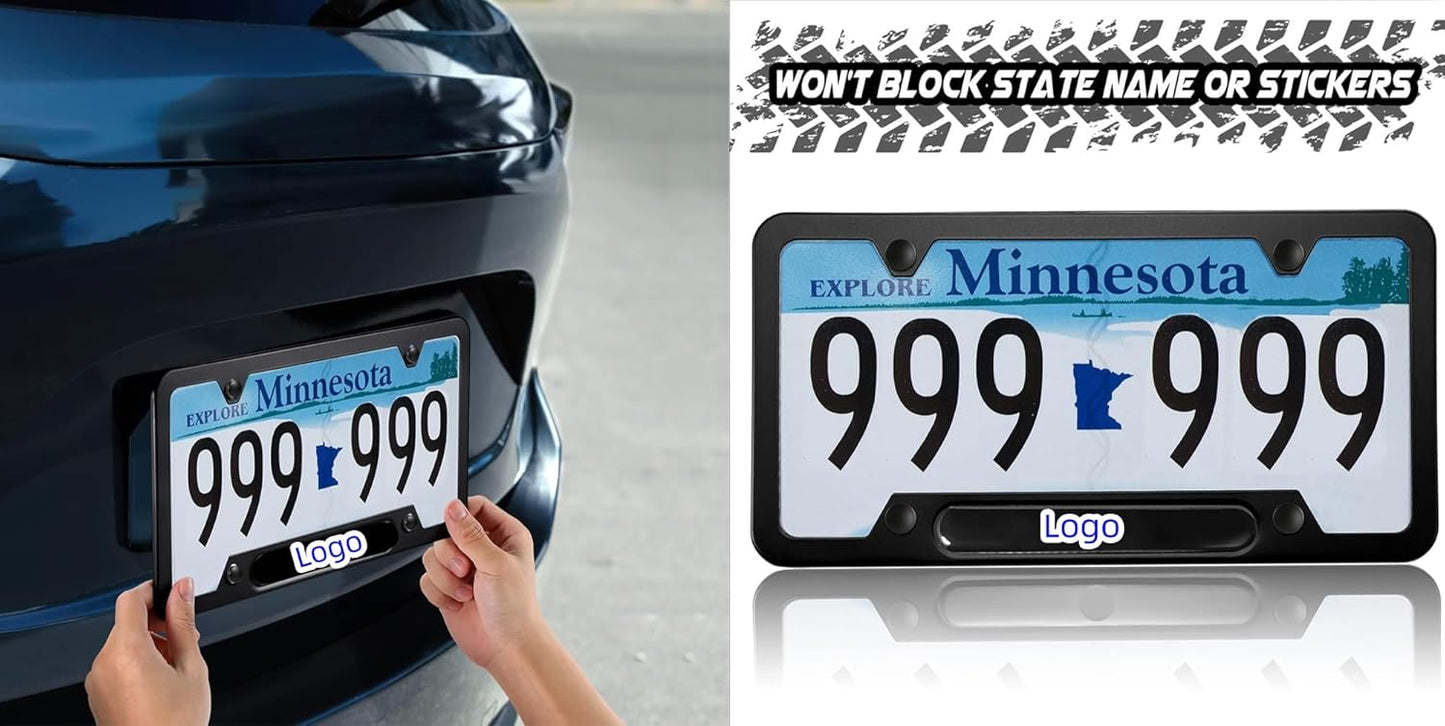 License Plate Frames,2 Packs Front Rear Car Tags,Aluminum Alloy License Plate Cover,No Rust,Water Proof,Wear Resistant,Car Accessories (MB-Logo)