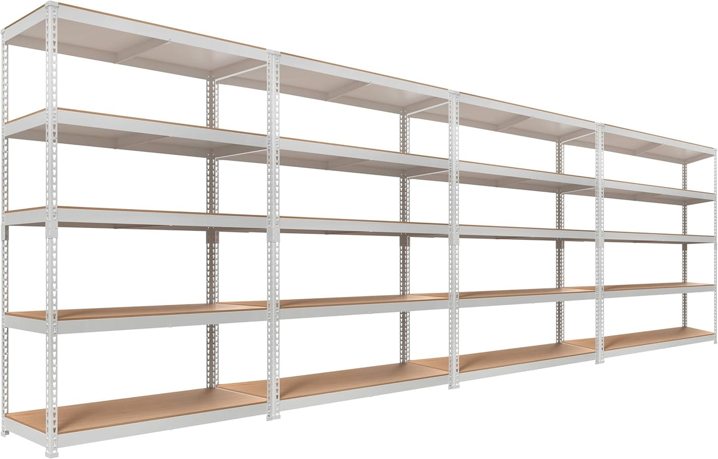 HOMEDANT White 5 Tier Laminated Boltless Heavy Duty Garage Storage Adjustable Wide Size Metal Shelving Unit Utility Rack Shelves Organization Shelf Shed Warehouse 47.7" W x 18.2" D x 71.3" H 4Pack