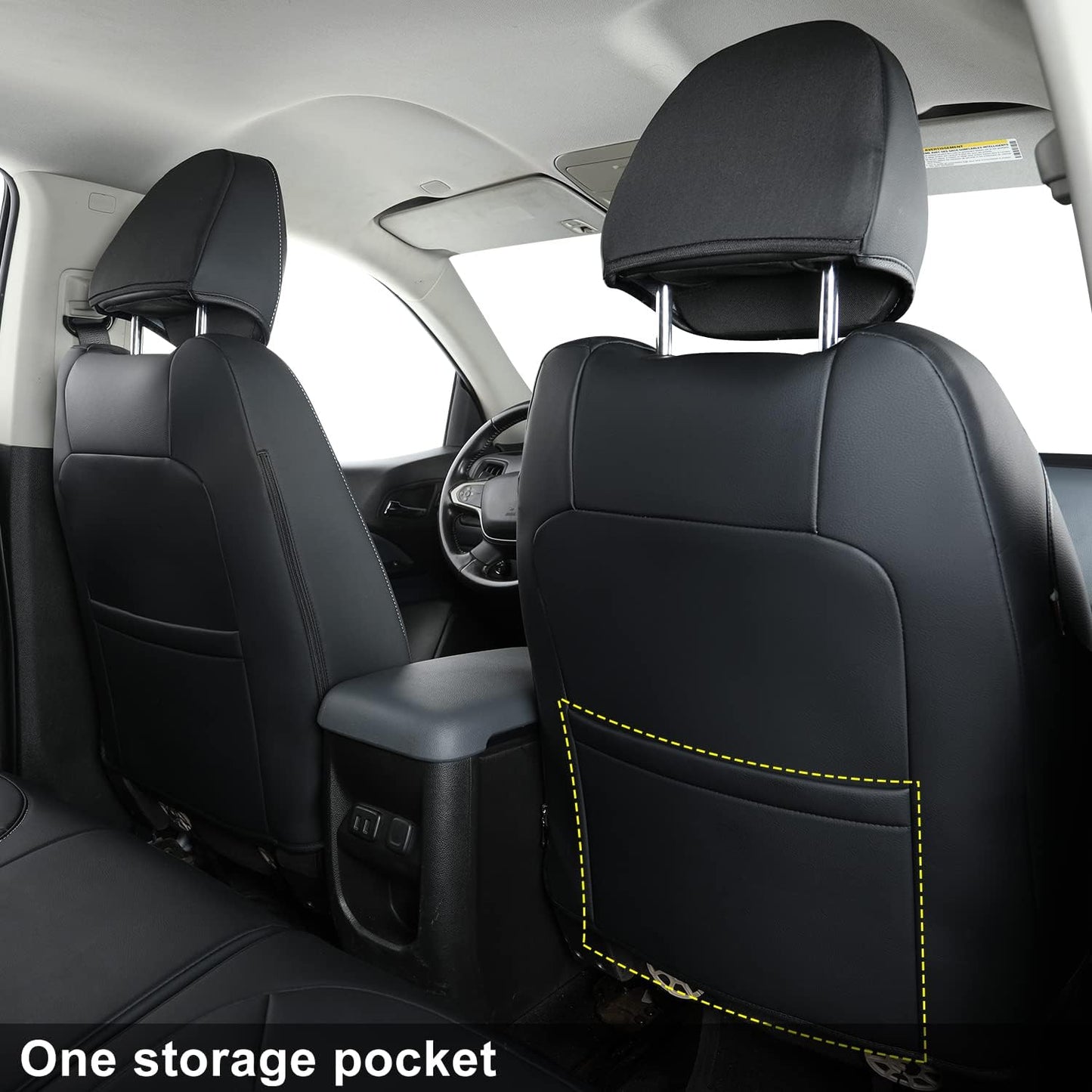 LUCKYMAN CLUB Chevy Colorado Seat Covers, fit for 2023 2024 2025 Colorado Crew Cab Z71 LT ZR2 Work Truck with Faux Leather (Black)