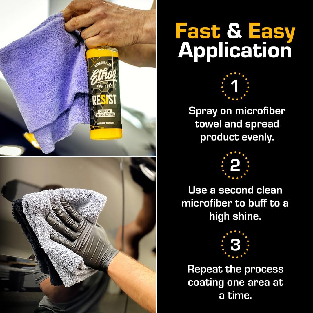 RESIST Graphene Spray Coating - UV Ceramic Coating for Cars - 2-in-1 Hybrid Formula Ceramic Spray Coating for Cars for Incredibly Slick, Glossy Finish - Graphene Ceramic Coating Protection for Car