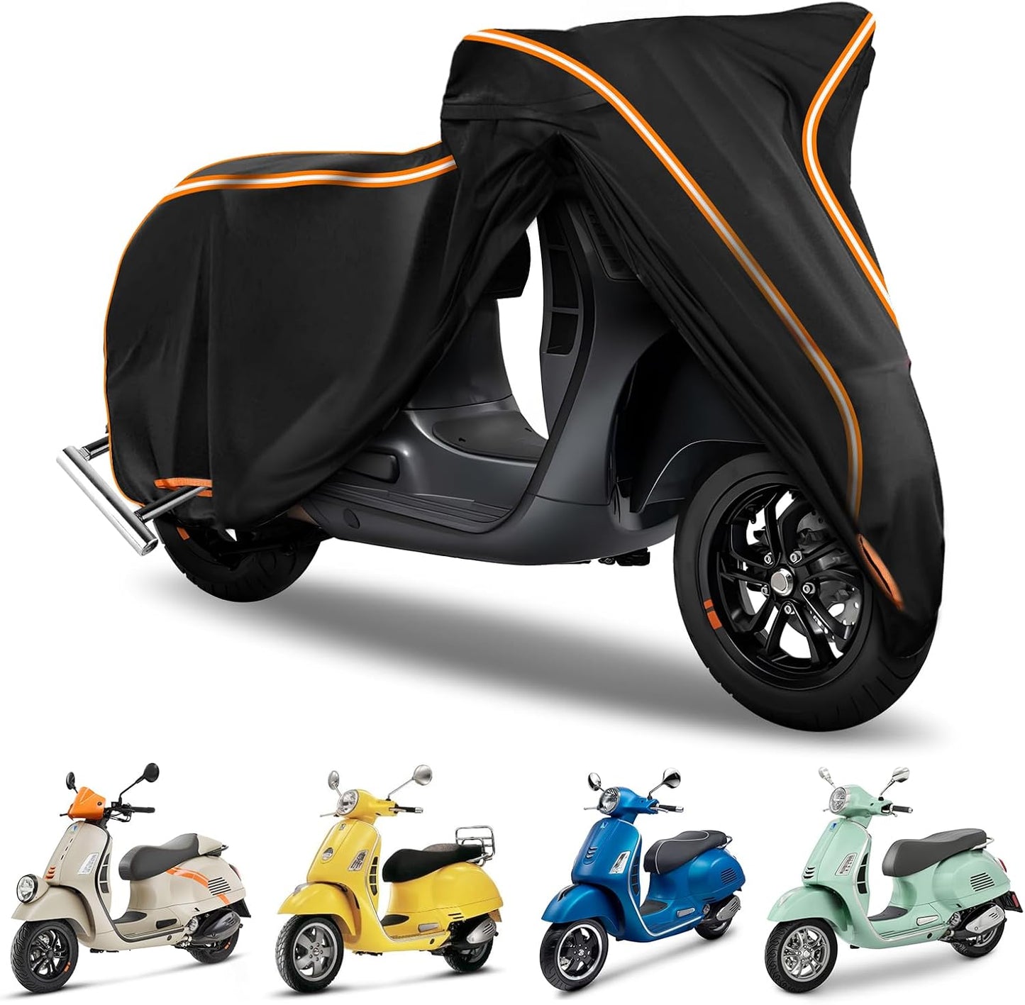 Waterproof Motorcycle Cover for Vespa GTV,Vespa GTS (300cc HPE, Super 300cc HPE, Super Sport 300cc HPE, Super TECH 300cc HPE), Outdoor 420D Bike Cover Windproof Heavy Duty Waterproof Protection