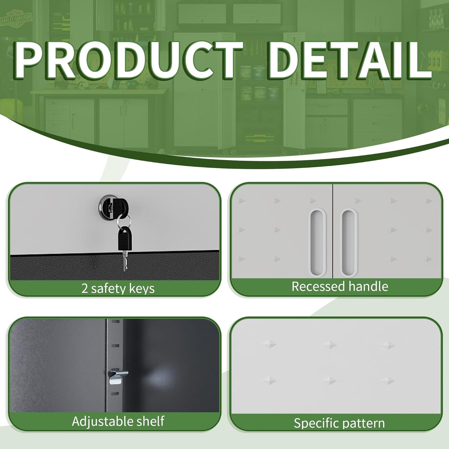 Garage Wall Cabinet,Metal Wall Cabinet with Doors and Adjustable Shelves,Steel Utility Wall Mounted Tool Cabinets for Home,Office,Kitchen,Warehouse