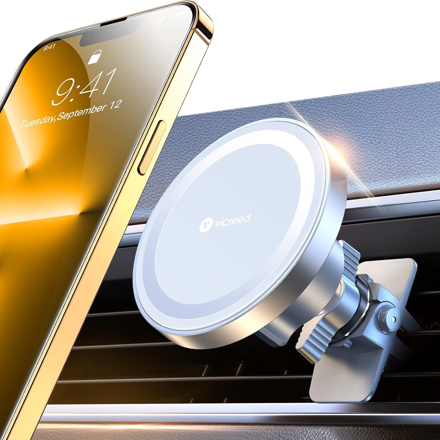 VICSEED for MagSafe Car Mount [Upgraded Strongest Magnet Power] Magnetic Phone Holder for Car Vent 360 Adjustable Magnetic Car Phone Holder Mount for iPhone 16 Pro Max 15 14 13 12 Plus Mini