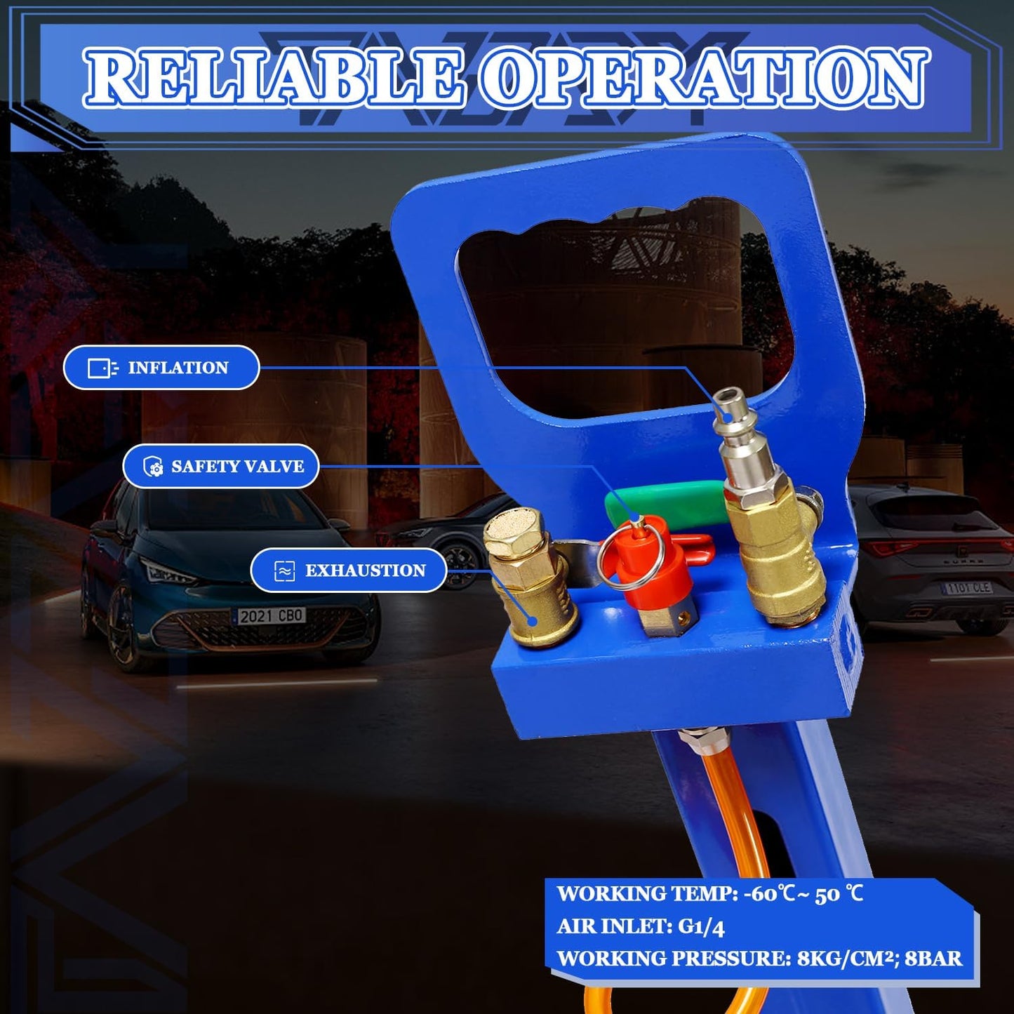 3T Triple Bag Air Jack 6600lbs Pneumatic Jack 3s Fast Lift Up 16in Airbag Jack with Adjustable Long Handle Heavy Duty Triple Air Bag Jack Lift for Cars Garage (Blue)