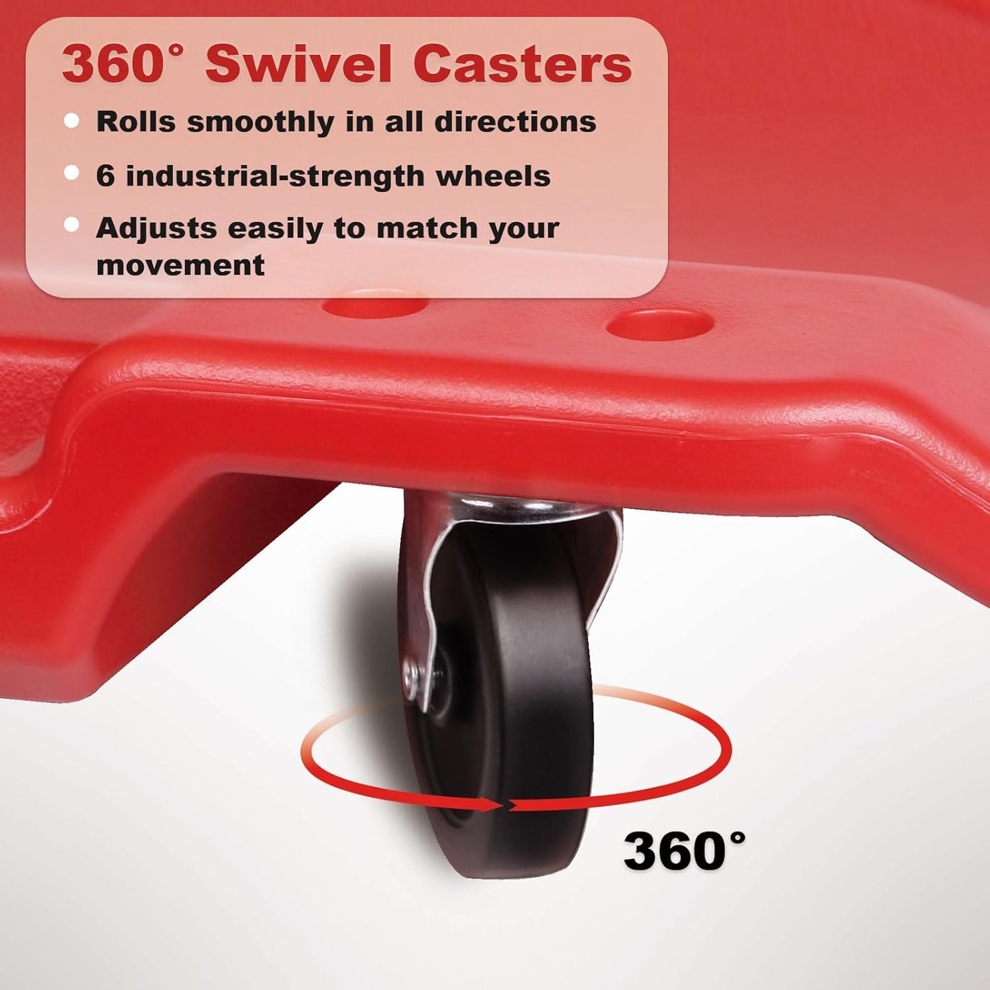 Mechanic Creeper - 40 Inch Rolling Garage Creeper with Padded Headrest and Dual Tool Trays - Low Profile Design for Under Car Repairs - Heavy-Duty Frame 500lb Capacity Red