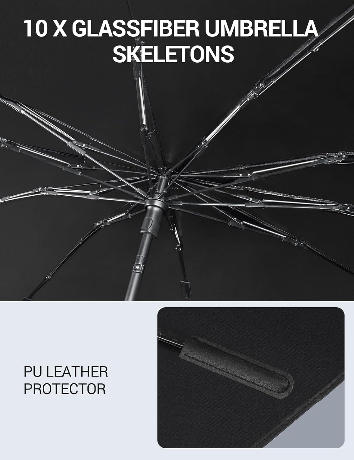 Proadsy Windshield Sun Shade Umbrella for Hyundai Santa Fe 2019-2023 Foldable Car Umbrella Sunshade with Soft TPU Handle Spring Structure Crystal Cooling Material Protect Car from Rays & Heat